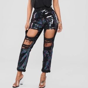 Sequin Boyfriend Jeans NWT!